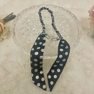 🛍️2/$30 Polka Dot Scarf Chain Bag Strap - Black & White